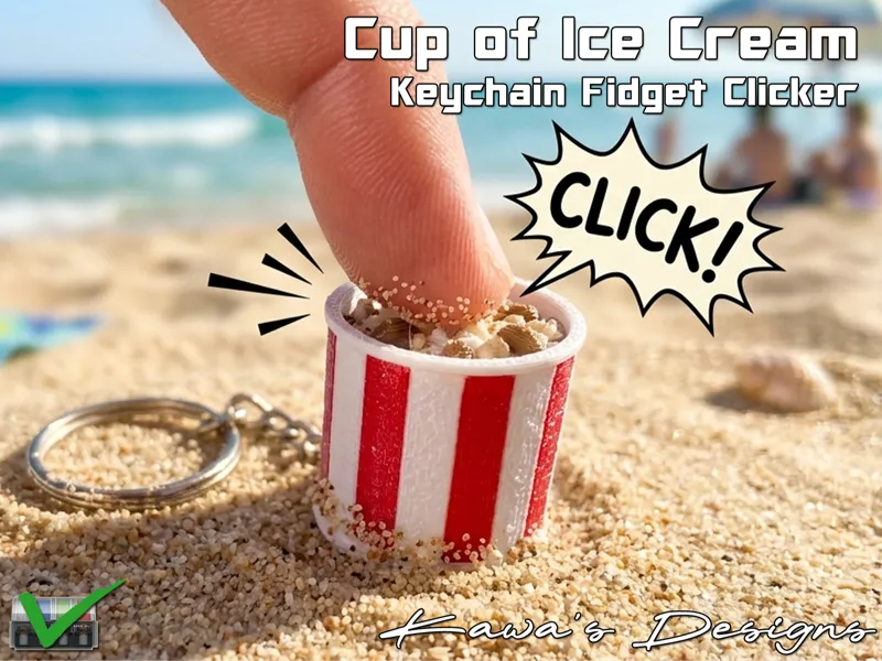 Cup of Ice Cream Fidget Clicker Keychain