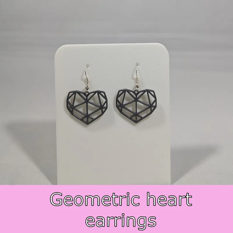 Geometric heart earrings view 2
