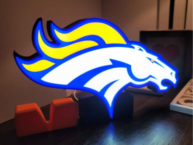 Denver Broncos Lighted Sign and Stand