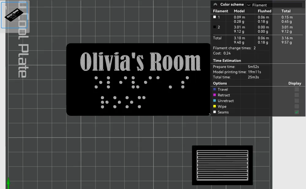 Braille Name - Olivia's Room by 3DPS-J - MakerWorld