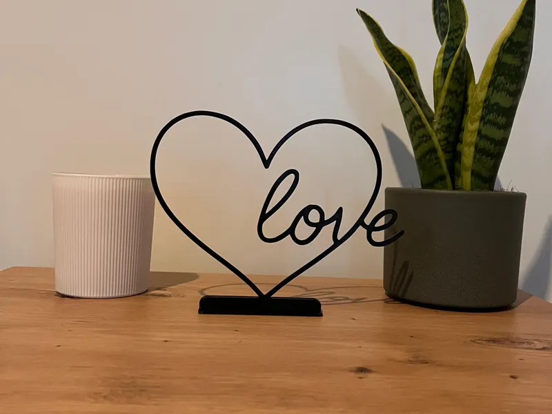 Heart with love inscription 2D Art | Fine Line