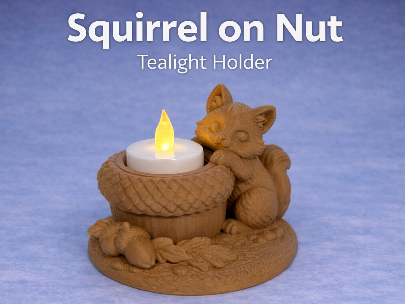 Cute Squirrel Acorn LED Tealight Holder