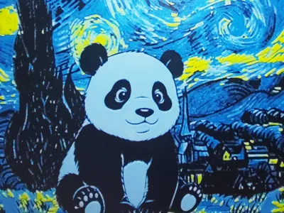 Panda in the Starry Night