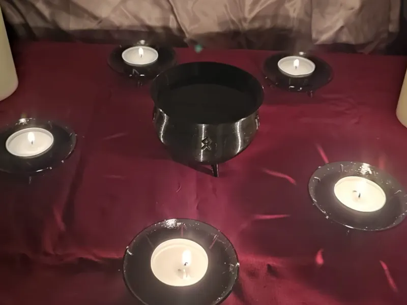 Halloween Ritual Set: Cauldron & Candle Holders