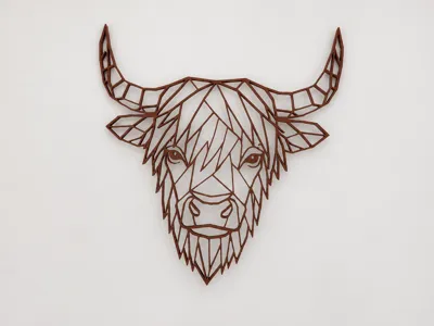 Geometric Highland Cow Wall Art – Low Poly Design