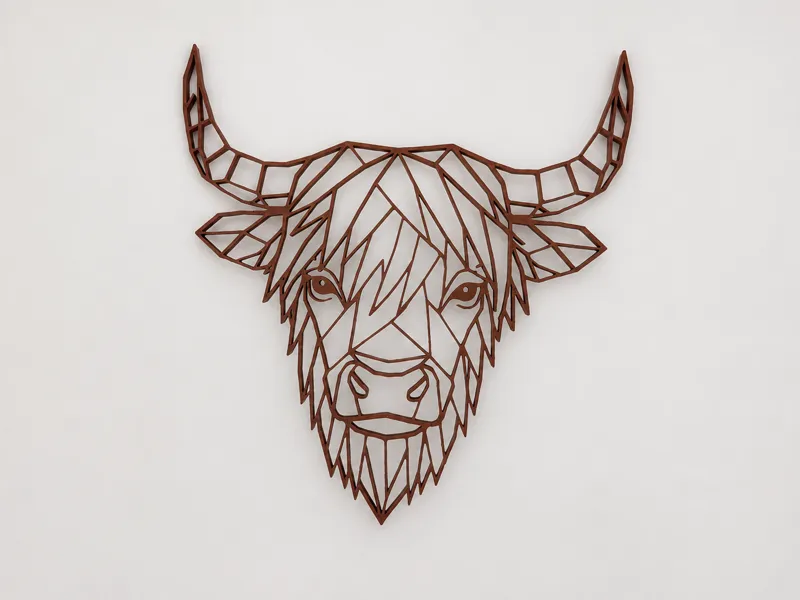 Geometric Highland Cow Wall Art – Low Poly Design