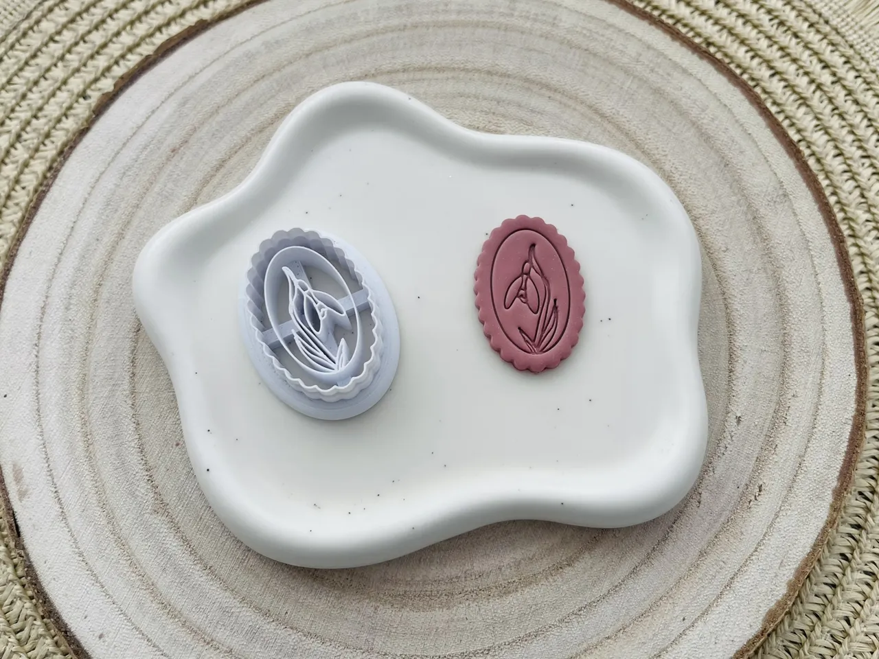 Snowdrop Polymer Clay Earrings Cutter view 2