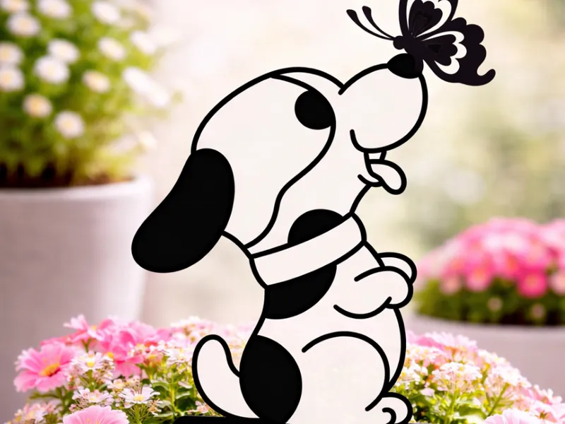 Puppy with Butterfly – Garden Stake Decor