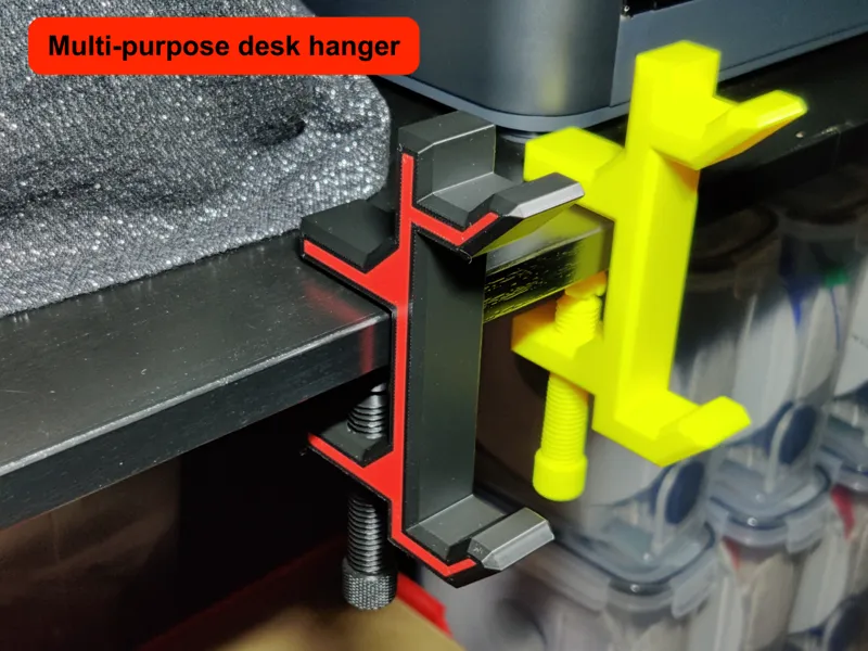Multi-purpose desk hanger