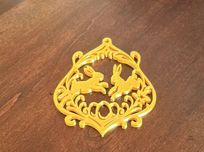 Art Nouveau Easter Ornament – Leaping Rabbits