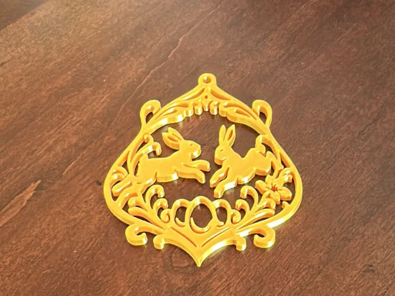 Art Nouveau Easter Ornament – Leaping Rabbits