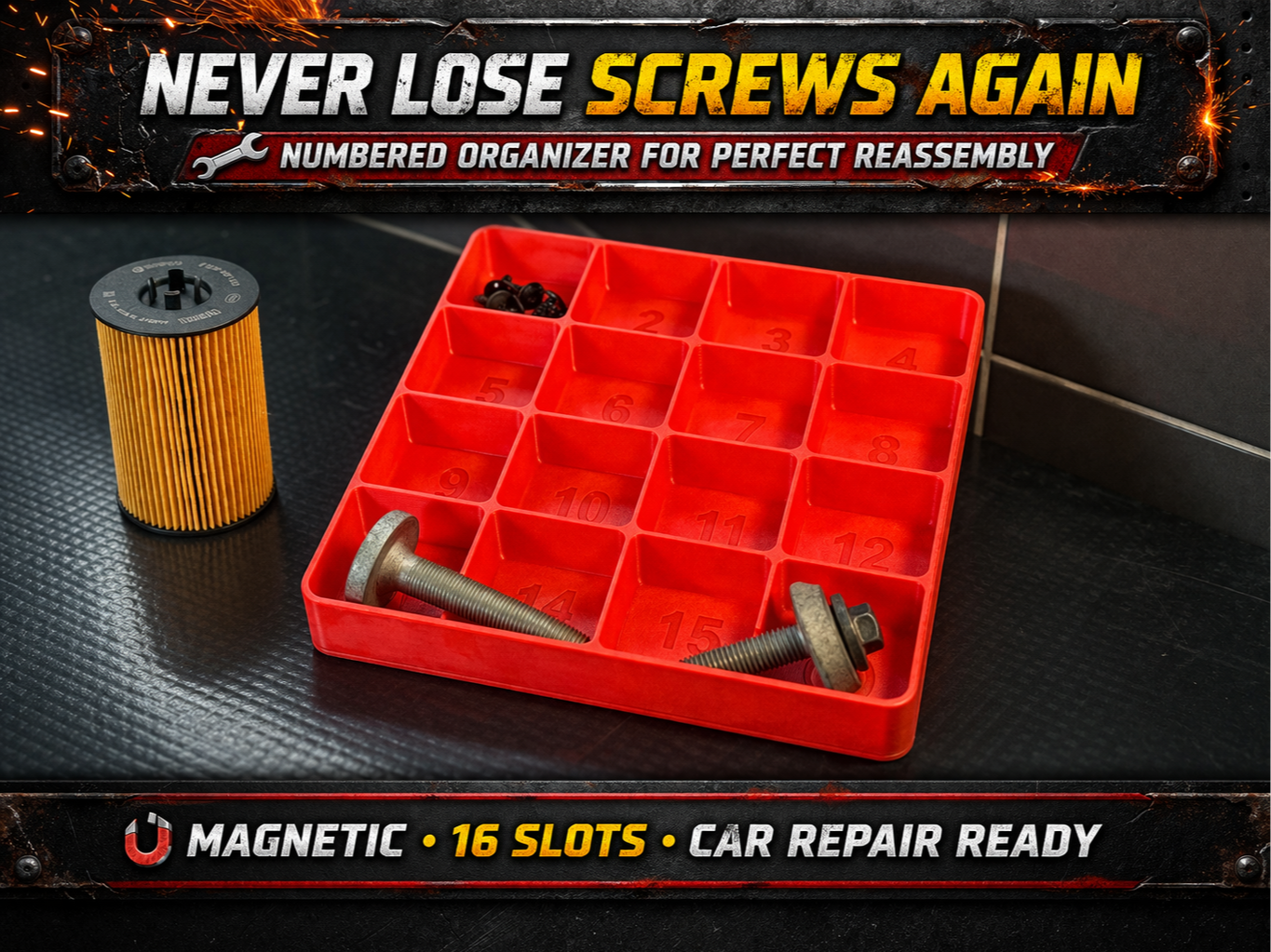 Magnetic Screw Organizer Tray (NUMBERED)