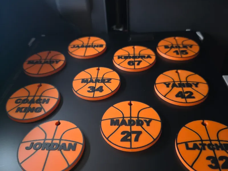 Basketball double side keychain name and number
