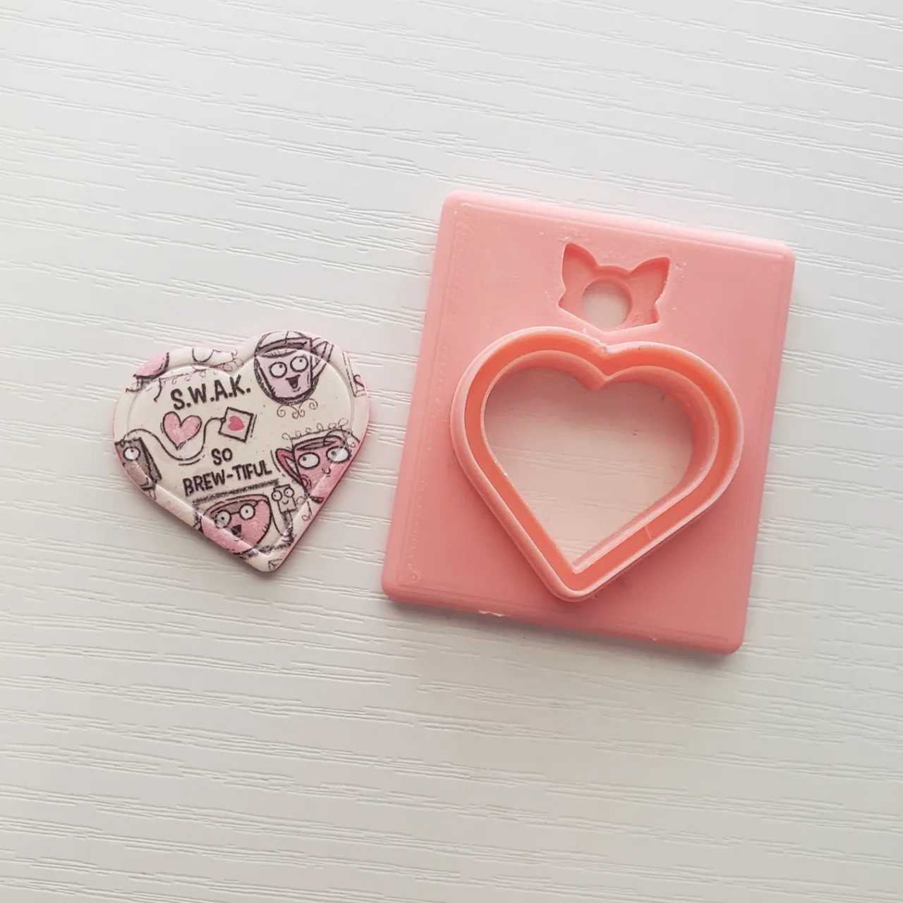 Framed Valentine Heart Polymer Clay Earring Cutter view 3