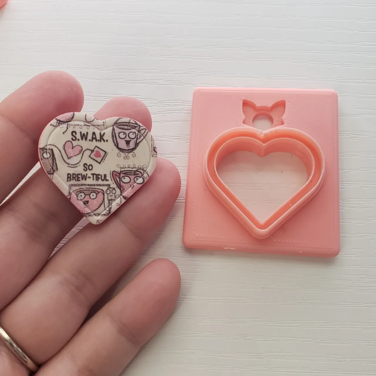 Framed Valentine Heart Polymer Clay Earring Cutter view 2