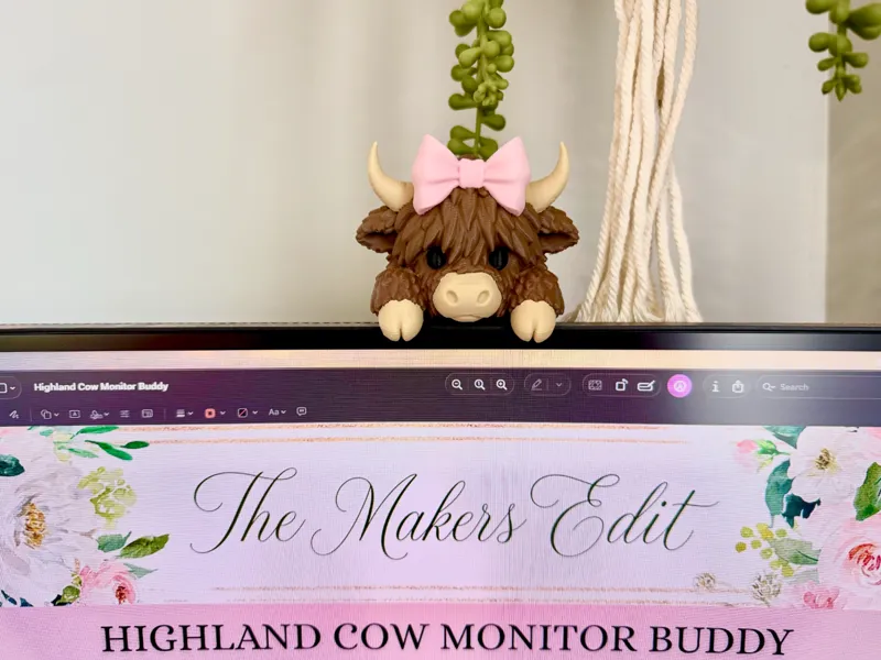 Highland Cow Coquette Bow Monitor Buddy