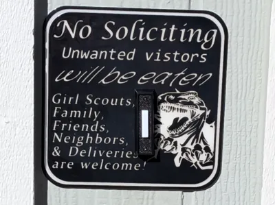 No Soliciting T-Rex with custom text