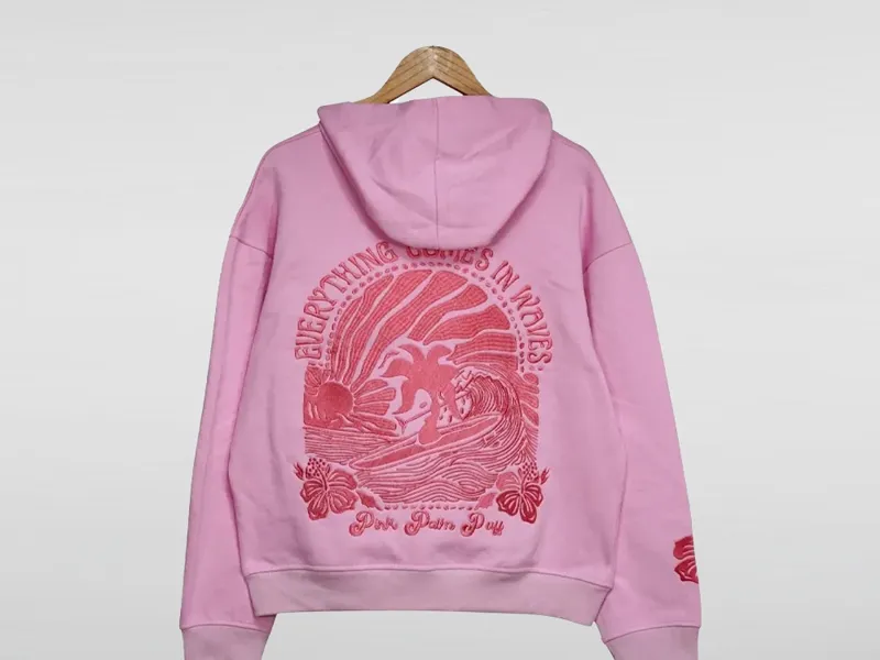 Pink palm puff hoddie