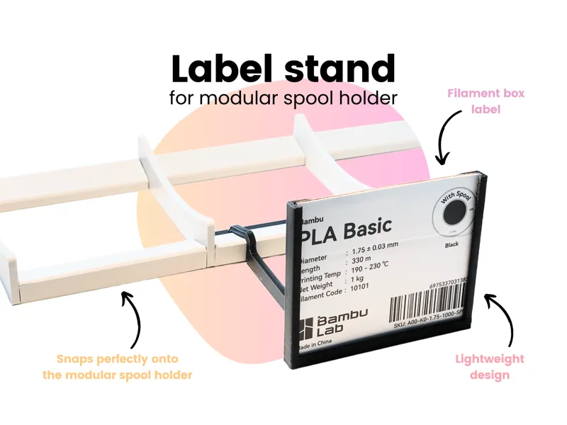 Label stand for modular spool holder