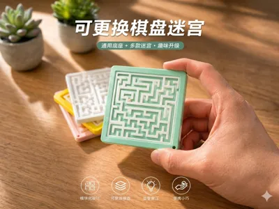 Interchangeable maze board, puzzle toy, portable and easy to store, print-friendly, unlimited board support,