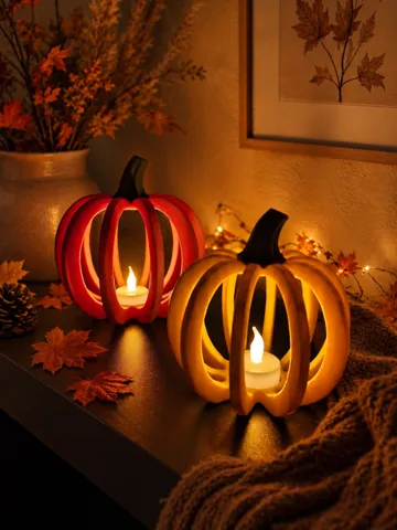 Accesorio de iluminación decorativa: Pumpkin Lantern – LED Tealight Fall Decor — vista de referencia 2