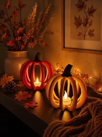 Accesorio de iluminación decorativa: Pumpkin Lantern – LED Tealight Fall Decor — vista de referencia 5