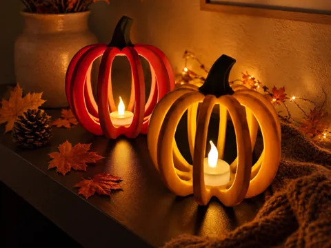 Accesorio de iluminación decorativa: Pumpkin Lantern – LED Tealight Fall Decor — referencia de MakerWorld