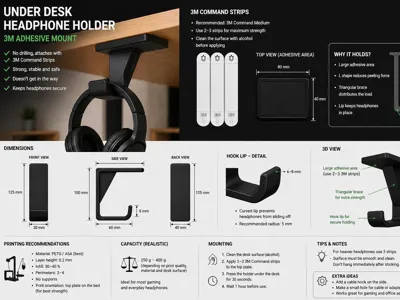 Under Desk Headphone Holder – Strong & Minimal