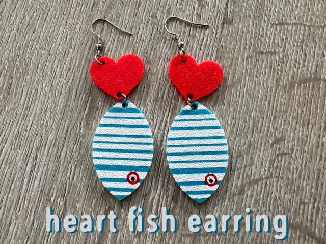 heart fish earring