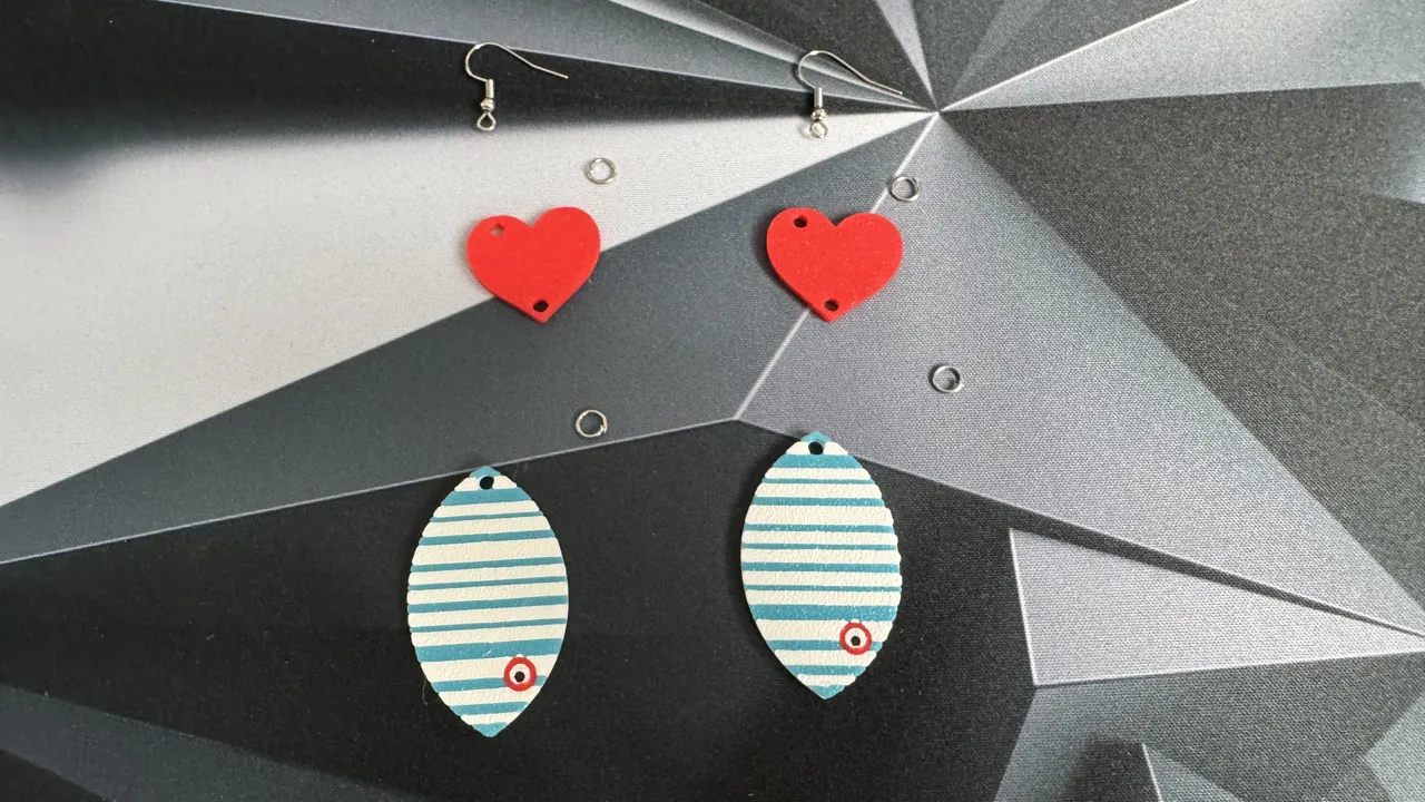 heart fish earring view 2