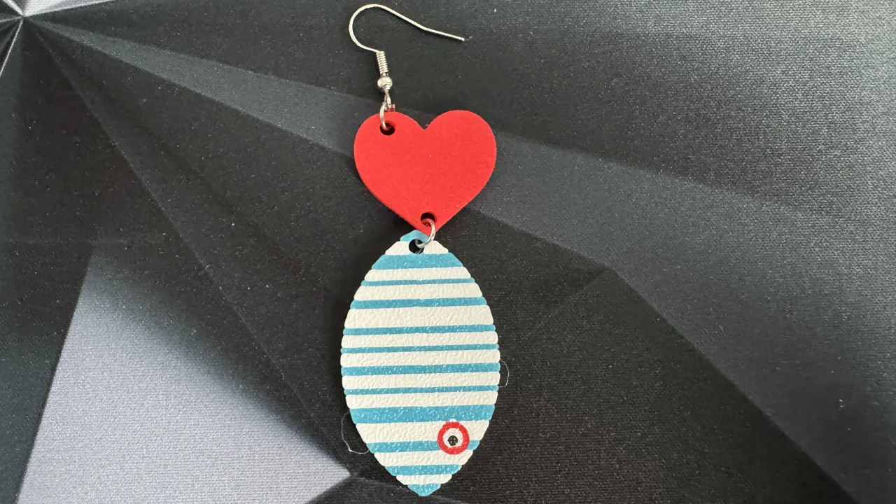heart fish earring view 4