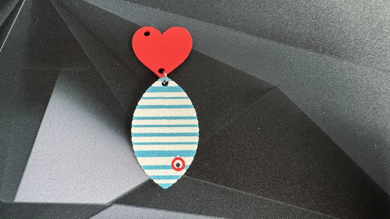 heart fish earring view 3