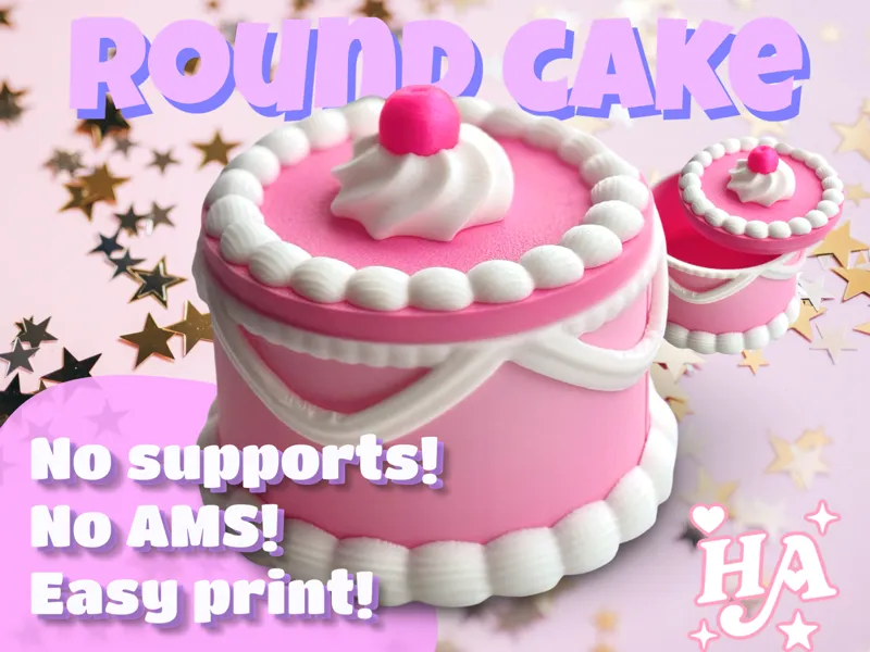 Round Cake No AMS No Supports Cherry Cake Cute