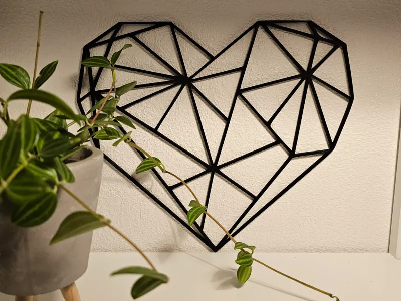 Geometric heart wall art decor.
