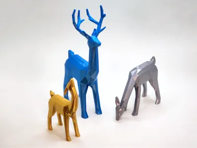 Low-Poly Winter Deer Decoration