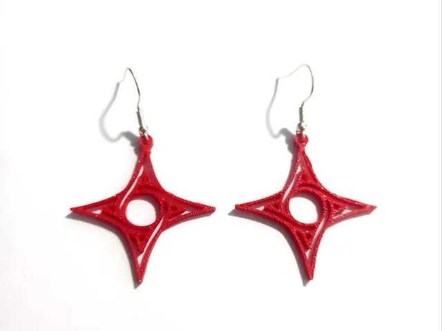 Crimson Shuriken - Earrings