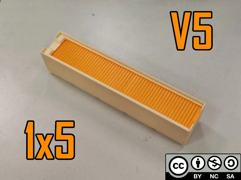 Gridfinity bin with shutter lid V5 - 1x5x5~12