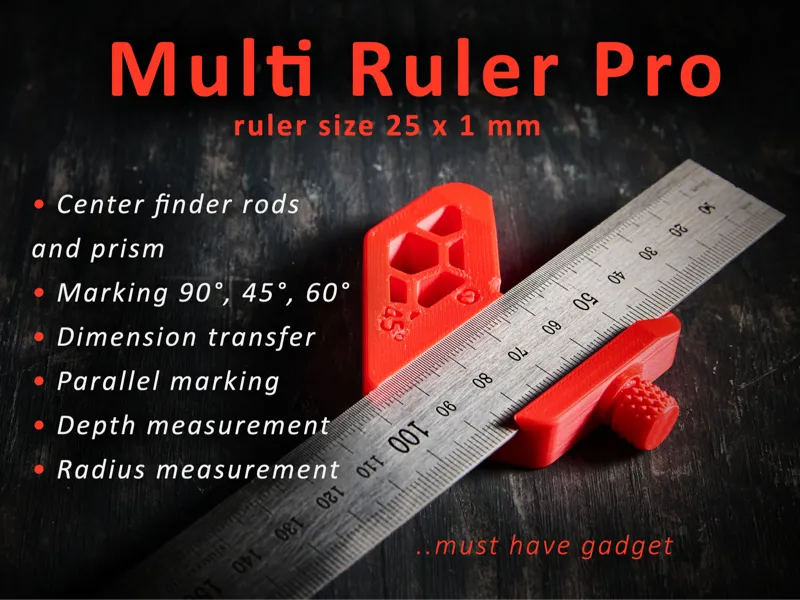 Multi Ruler Pro - Steel ruler gadget (size 25x1mm)