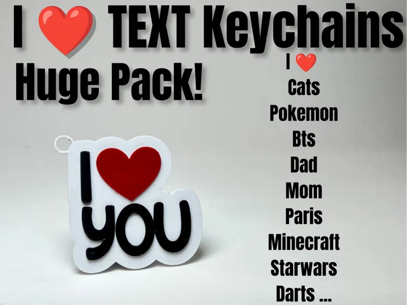 Ultimativ "I  [TEXT]" Keychains – Huge Pack!