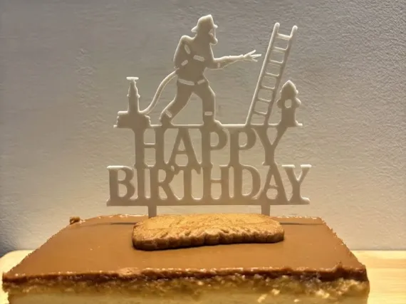 Happy Birthday Cake Topper ( firefighter )