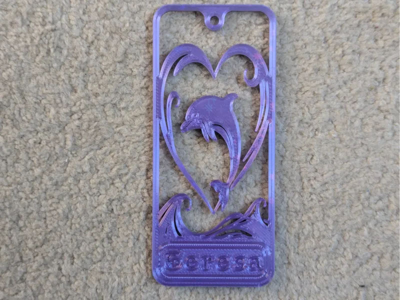 Jumping Dolphin Bookmark. Custom name