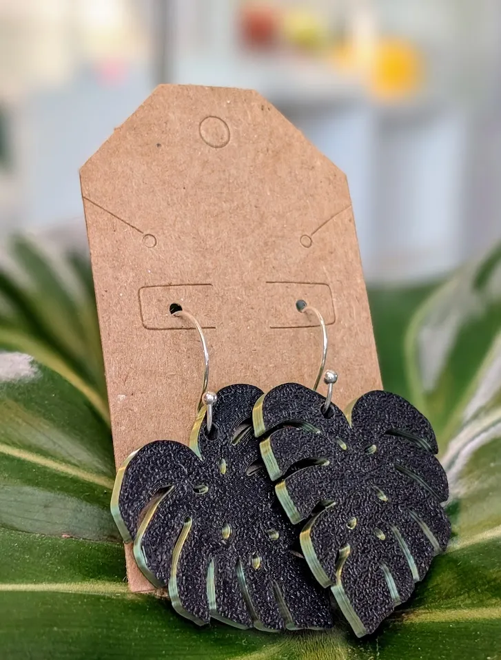 Monstera Leaf Earrings view 2