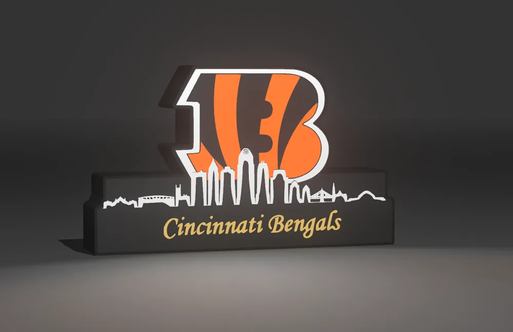 NFL Lightbox Cincinnati Bengals with skyline! - Free 3D Print Model ...