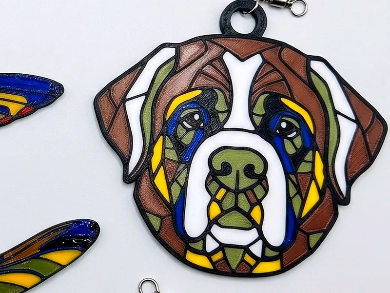 SaintBernard Suncatcher Wind Spinner—StainedGlass 