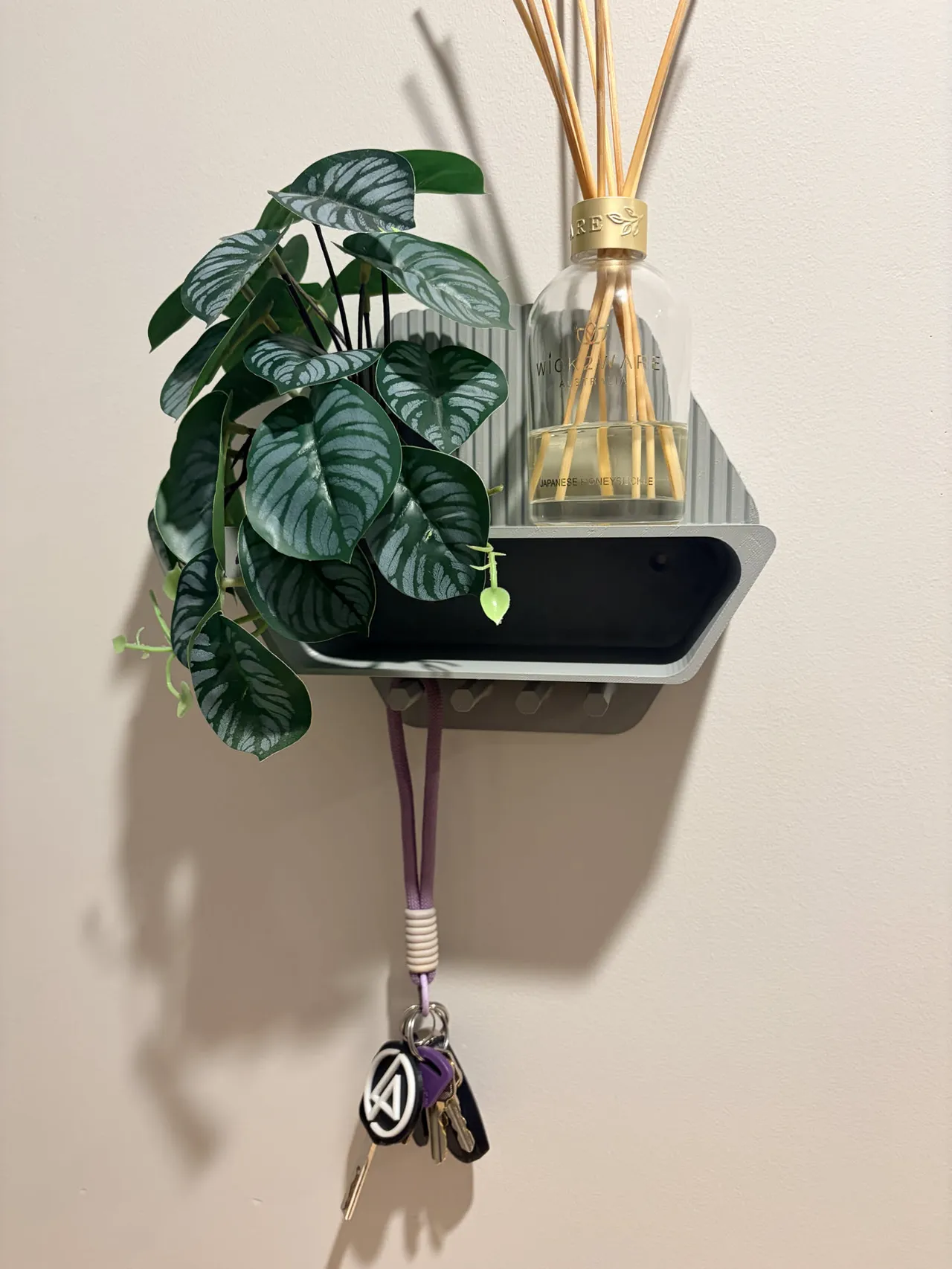 Modern Entryway Organizer Shelf with Key Hooks view 4