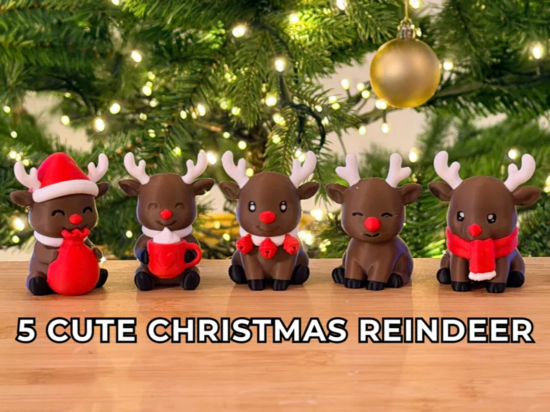 Cute Christmas Reindeer - set of 5