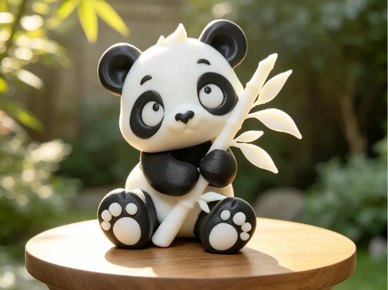 Cute Panda with Bamboo Figurine
