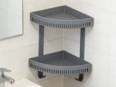 Double-layer bathroom shelf (with hook, load-bearing reinforced version)