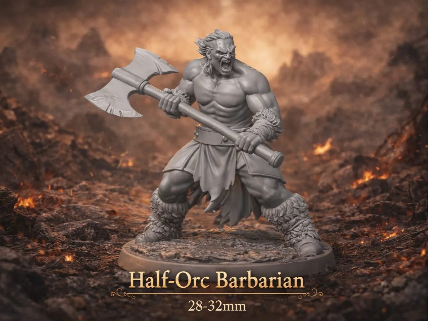 Half-Orc Barbarian - DND miniature