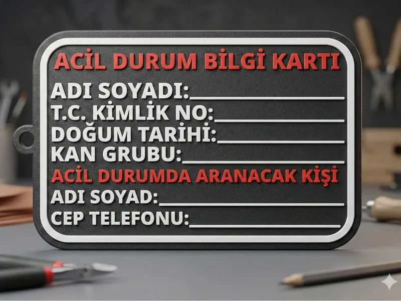 Acil Durum Bilgi Kartı Anahtarlık
